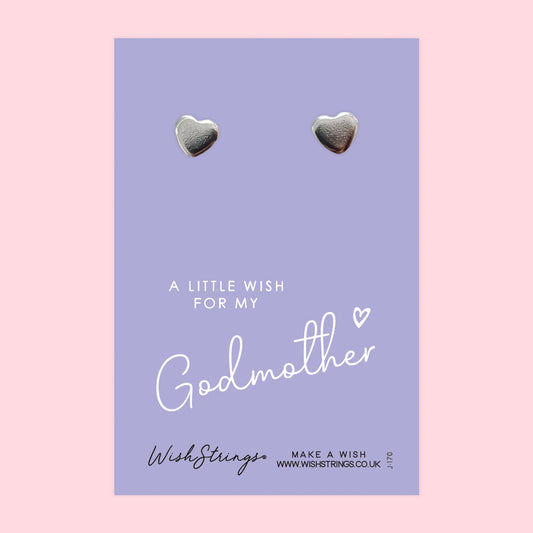 Godmother - Silver Heart Stud Earrings | 304 Stainless - Hypoallergenic