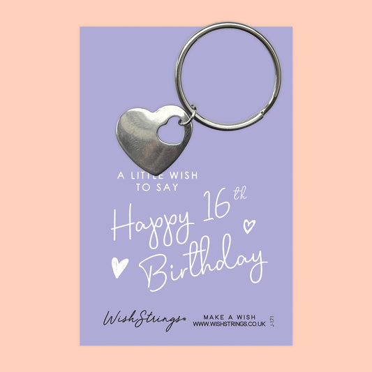 16th Birthday - Heart Keyring