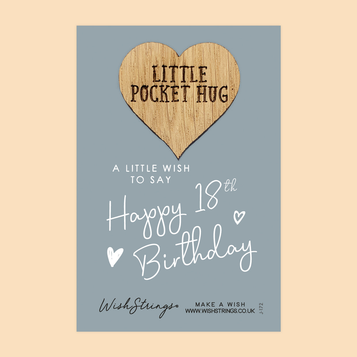 18th Birthday - Little Pocket Hug - Wooden Heart Keepsake Token