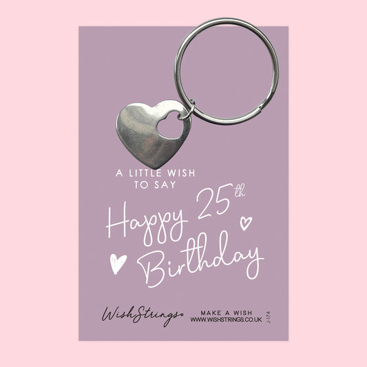 25th Birthday - Heart Keyring