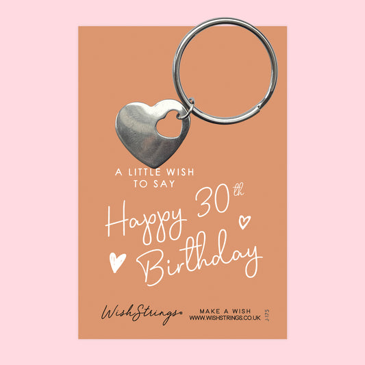 30th Birthday - Heart Keyring