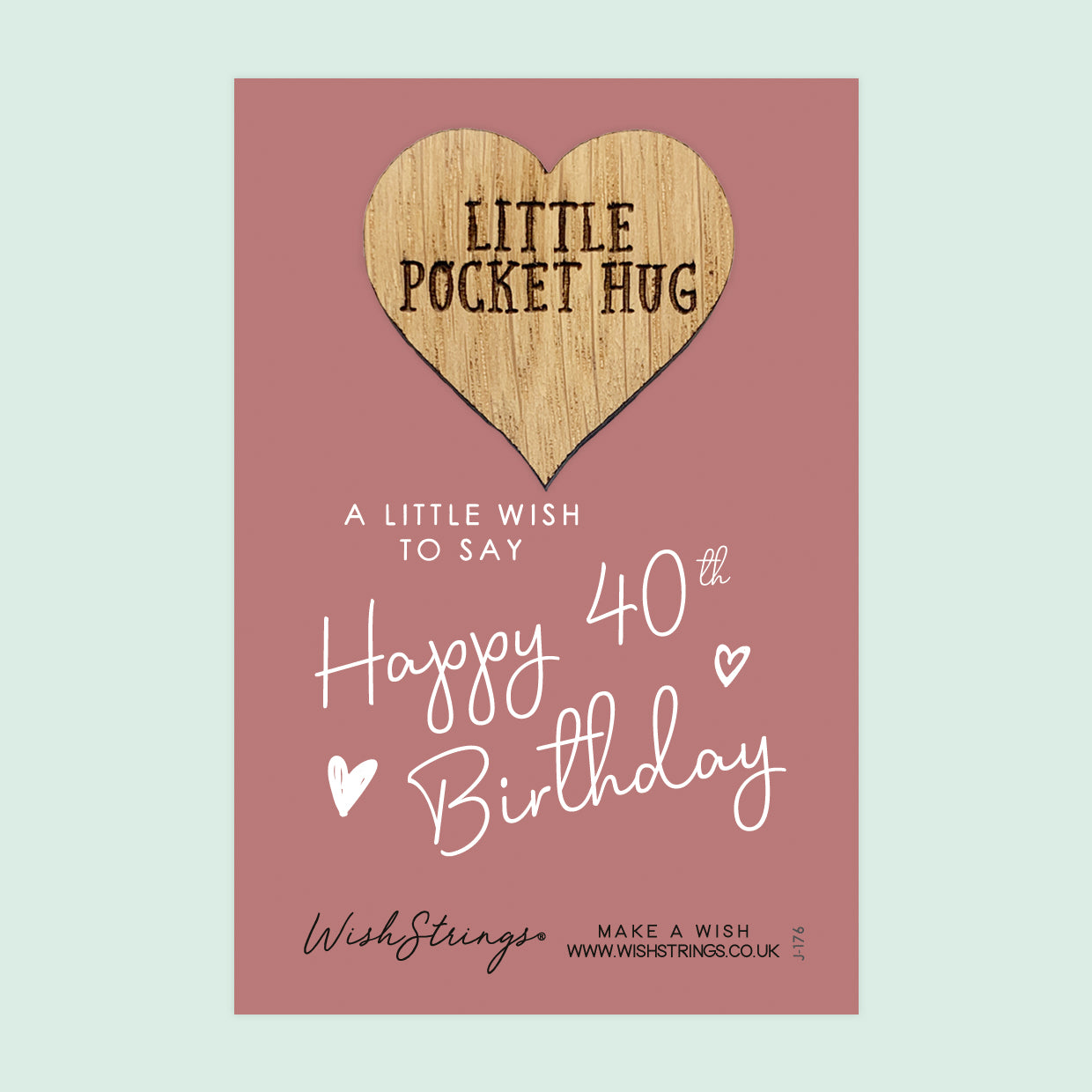 40th Birthday - Little Pocket Hug - Wooden Heart Keepsake Token