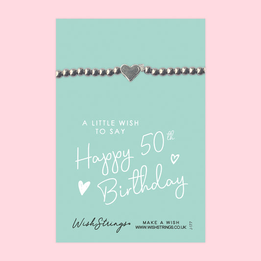 Happy 50th Birthday - Heart Stretch Bracelet