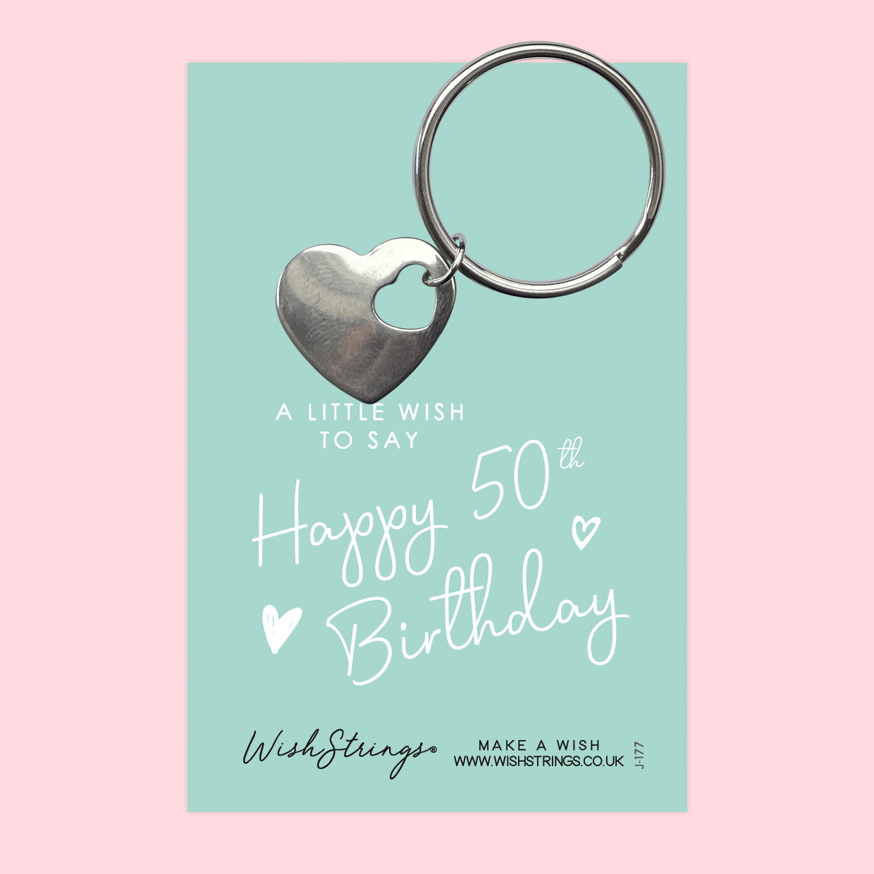 Happy 50th Birthday - Heart Keyring