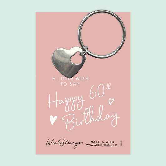 60th Birthday - Heart Keyring