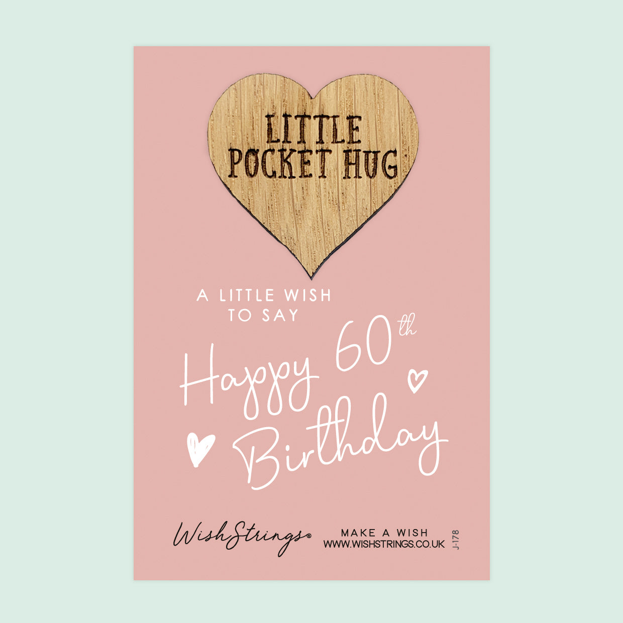 60th Birthday - Little Pocket Hug - Wooden Heart Keepsake Token