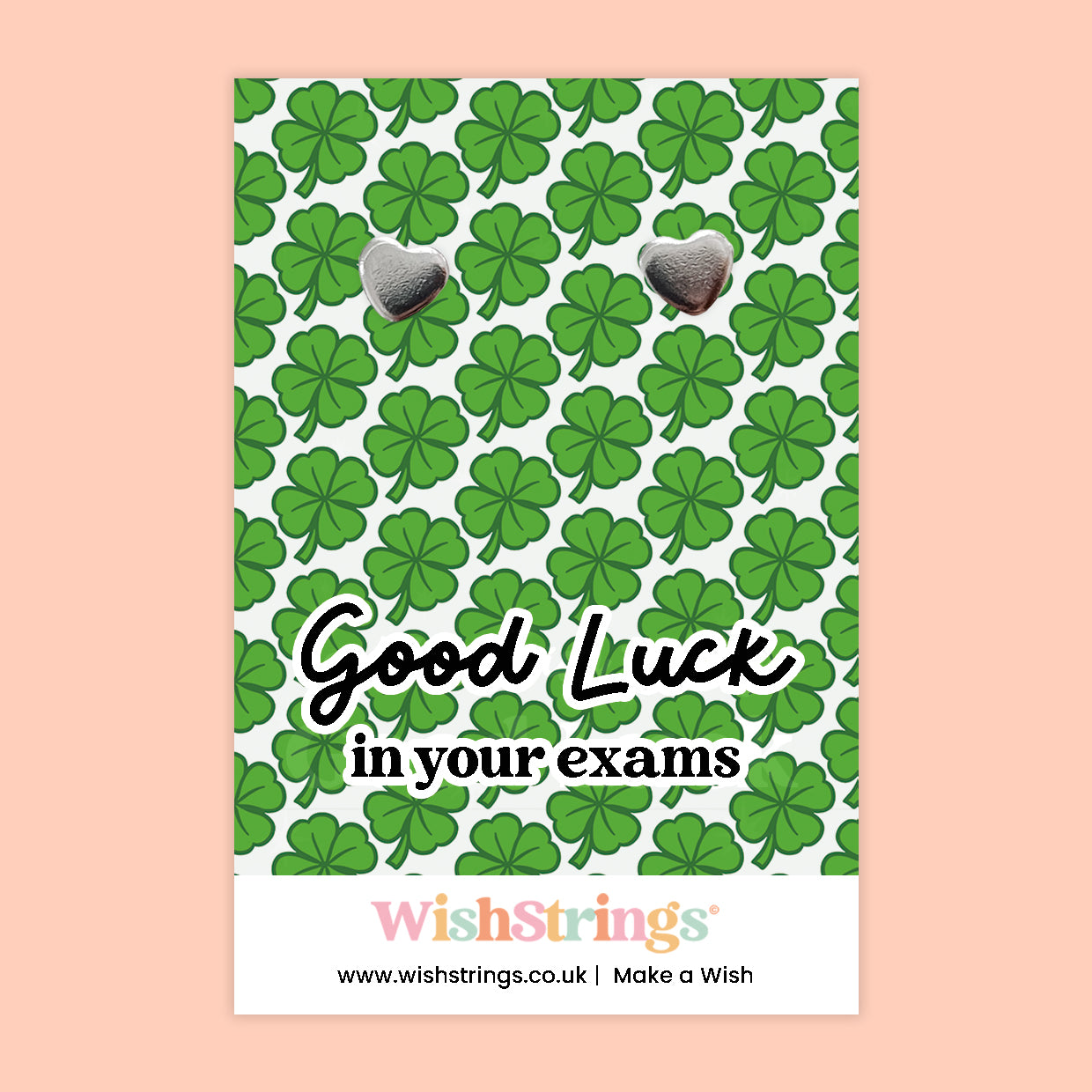 WishStrings ‘A Little Wish for a Wonderful New Mum’ Heart Stud Earrings on Gift Card | New Mum Gift | Hypoallergenic & Nickel-Free | Handmade in the UK