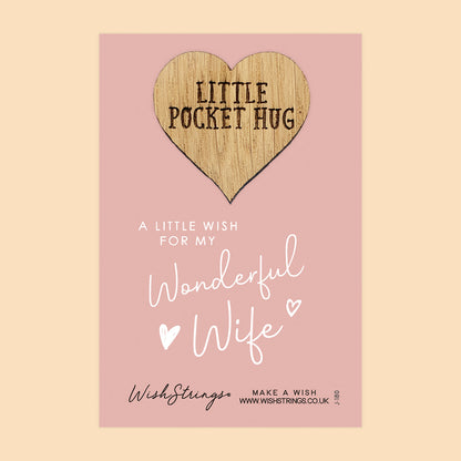 SALE - WONDERFUL WIFE - Oak Pocket Hug Token | S111