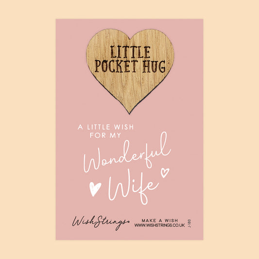 SALE - WONDERFUL WIFE - Oak Pocket Hug Token | S111