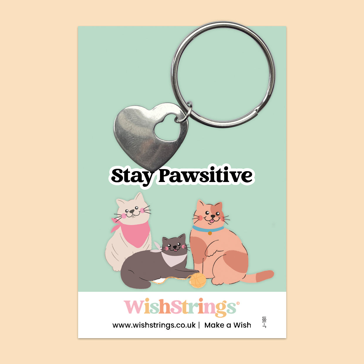 Stay Pawsitive - Heart Keyring