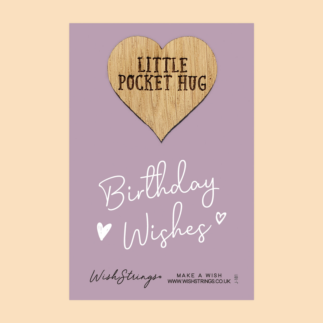 Birthday Wishes - Little Pocket Hug - Wooden Heart Keepsake Token