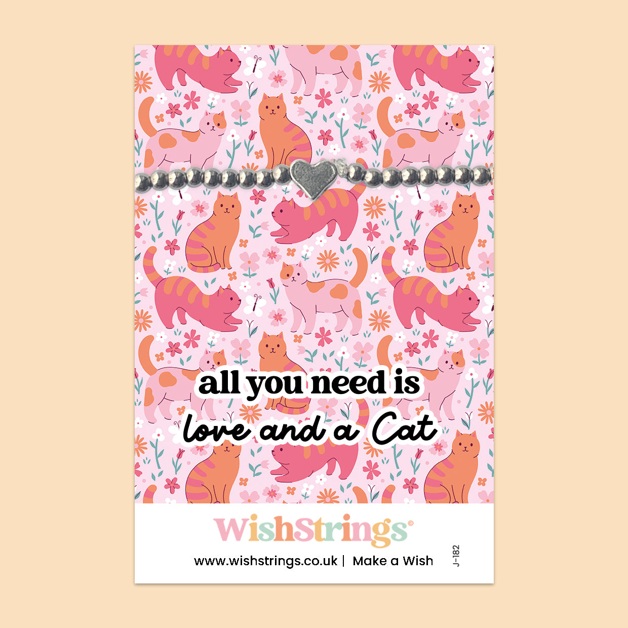 All You Need is Love and a Cat - Heart Stretch Bracelet