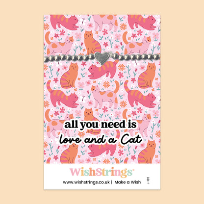 All You Need is Love and a Cat - Heart Stretch Bracelet