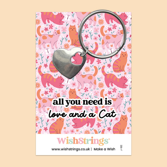 All You Need is Love and a Cat - Heart Keyring
