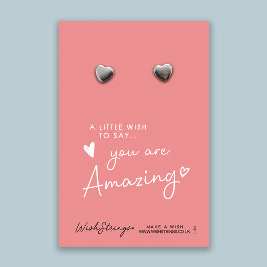 You are Amazing - Silver Heart Stud Earrings | 304 Stainless - Hypoallergenic