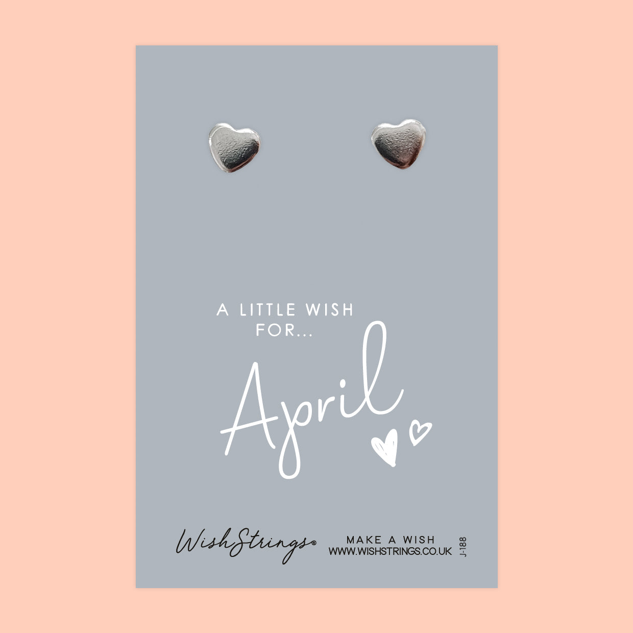 April, Birth Month - Silver Heart Stud Earrings | 304 Stainless - Hypoallergenic