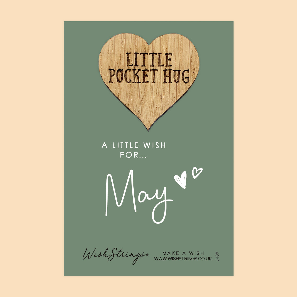 May - Little Pocket Hug - Wooden Heart Keepsake Token