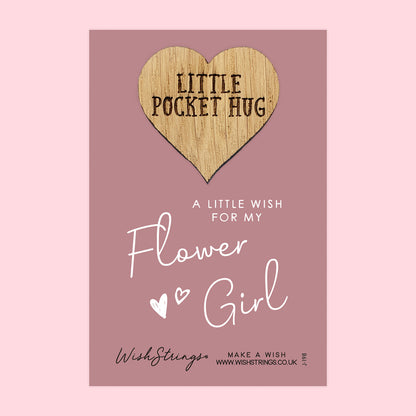 SALE - Flower Girl - Oak Pocket Hug Token | S044-PH