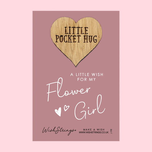 SALE - Flower Girl - Oak Pocket Hug Token | S044-PH