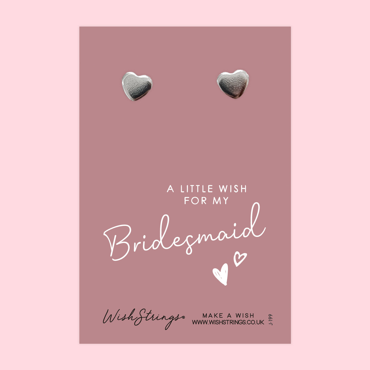 Bridesmaid - Silver Heart Stud Earrings | 304 Stainless - Hypoallergenic