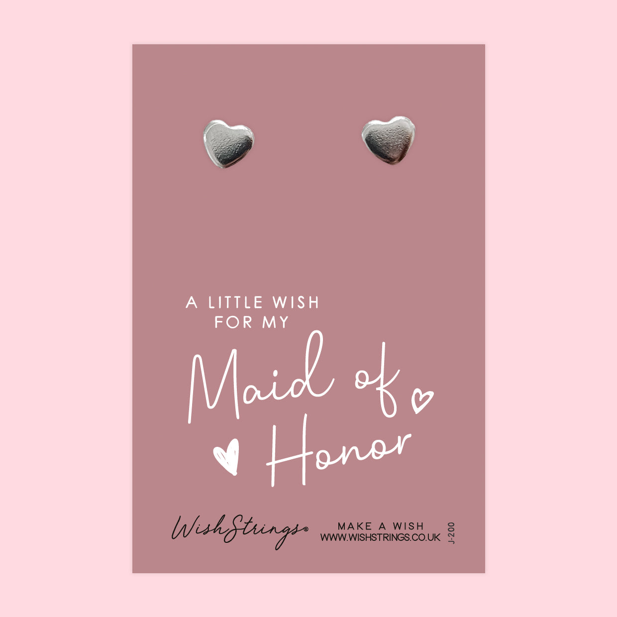 Maid of Honor - Silver Heart Stud Earrings | 304 Stainless - Hypoallergenic