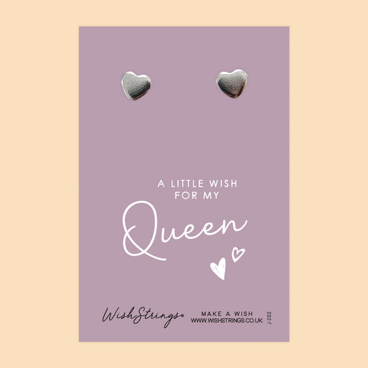 Queen - Silver Heart Stud Earrings | 304 Stainless - Hypoallergenic