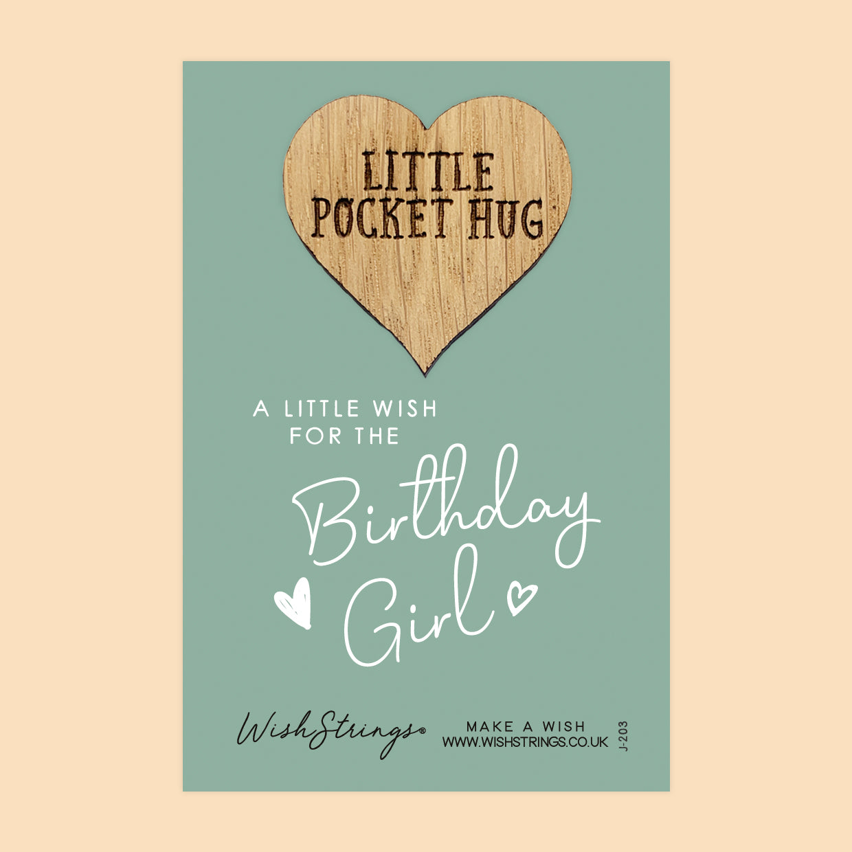 Birthday Girl - Little Pocket Hug - Wooden Heart Keepsake Token