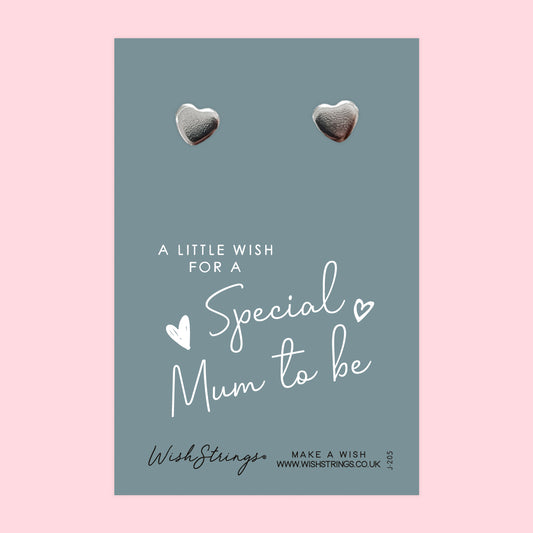 Special Mum to Be - Silver Heart Stud Earrings | 304 Stainless - Hypoallergenic