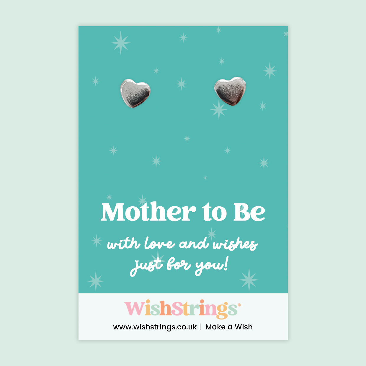 Heart Stud Earrings – Mother to Be | Silver Heart Earrings on Gift Card | Pregnancy Gift Jewellery | Meaningful Baby Shower & Mum to Be Keepsake