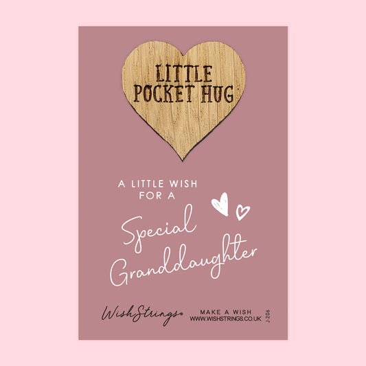 Special Granddaughter - Little Pocket Hug - Wooden Heart Keepsake Token