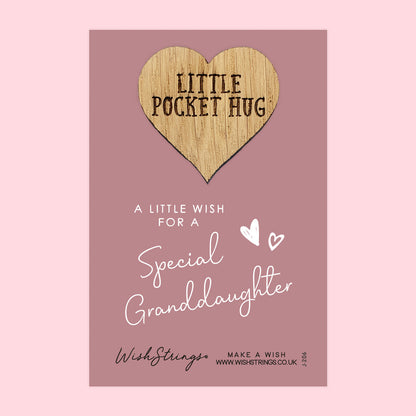SALE - GRANDDAUGHTER - Oak Pocket Hug Token | S147