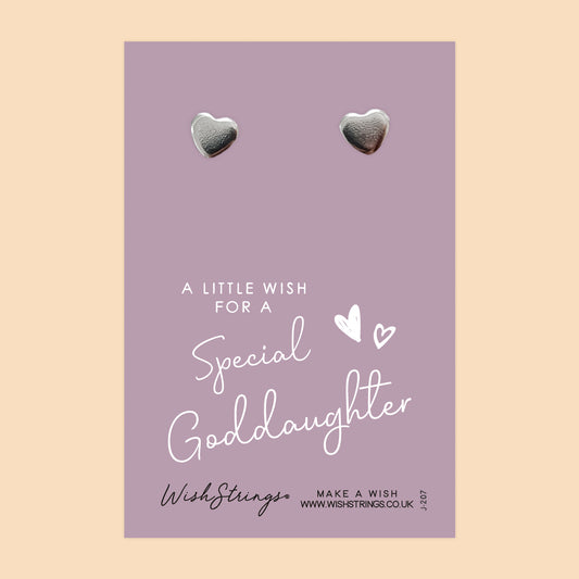 Special Goddaughter - Silver Heart Stud Earrings | 304 Stainless - Hypoallergenic