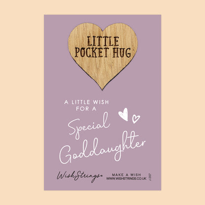 Special Goddaughter - Little Pocket Hug - Wooden Heart Keepsake Token