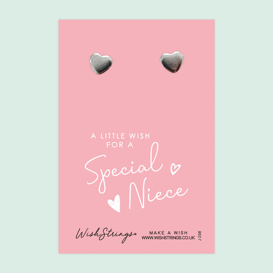 Special Niece - Silver Heart Stud Earrings | 304 Stainless - Hypoallergenic