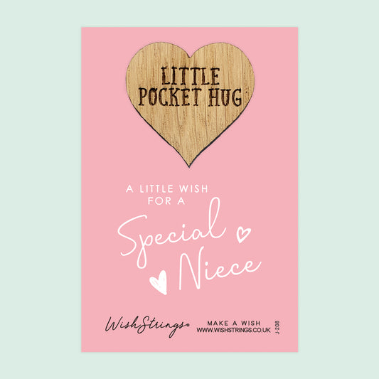 Special Niece - Little Pocket Hug - Wooden Heart Keepsake Token