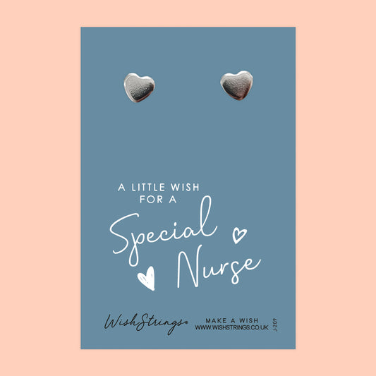 Special Nurse - Silver Heart Stud Earrings | 304 Stainless - Hypoallergenic