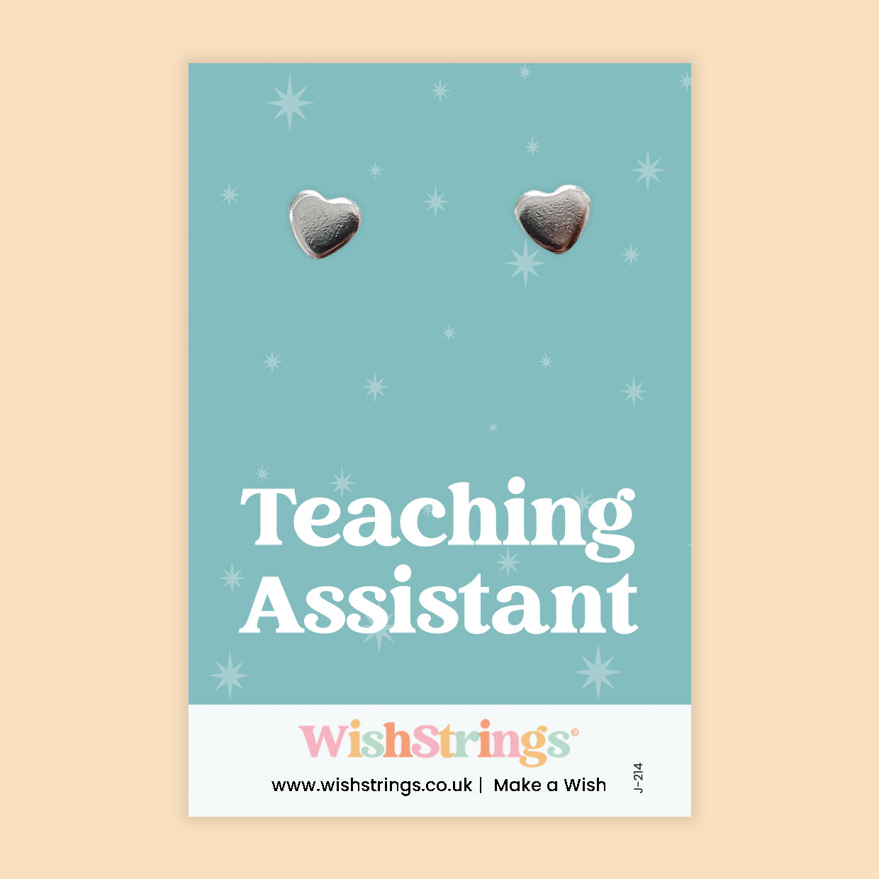 Teaching Assistant - Silver Heart Stud Earrings | 304 Stainless - Hypoallergenic