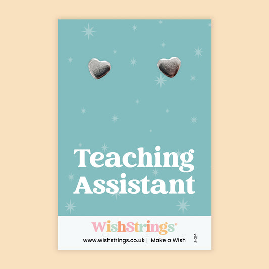Teaching Assistant - Silver Heart Stud Earrings | 304 Stainless - Hypoallergenic