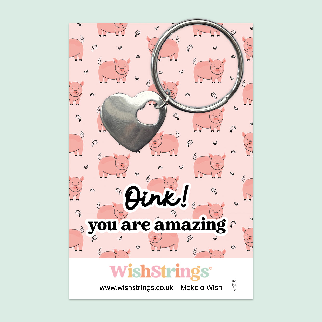 Oink! You Are Amazing - Heart Keyring