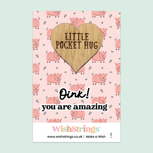 Pocket Hug – Oink! You Are Amazing | Cute Pig Themed Gift for Encouragement | Keepsake Token to Brighten Someone’s Day