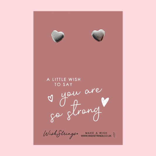 You are so Strong - Silver Heart Stud Earrings | 304 Stainless - Hypoallergenic