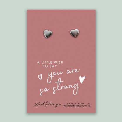 You are so Strong - Silver Heart Stud Earrings | 304 Stainless - Hypoallergenic