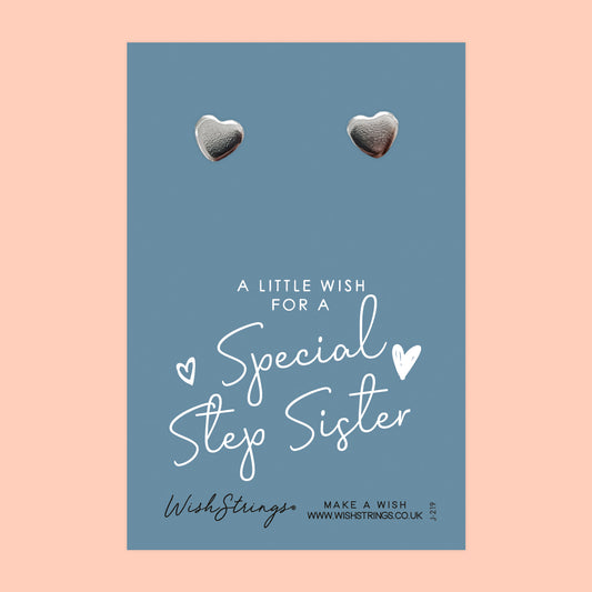 Step Sister - Silver Heart Stud Earrings | 304 Stainless - Hypoallergenic