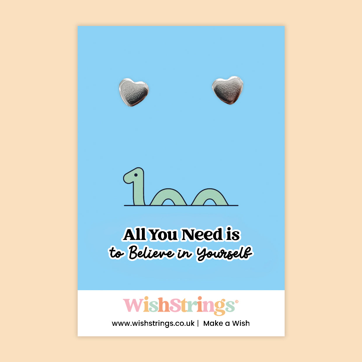 Nessie - Silver Heart Stud Earrings | 304 Stainless - Hypoallergenic