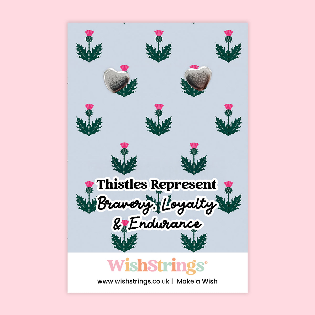 Thistles - Silver Heart Stud Earrings | 304 Stainless - Hypoallergenic
