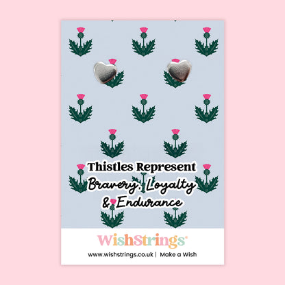 Thistles - Silver Heart Stud Earrings | 304 Stainless - Hypoallergenic