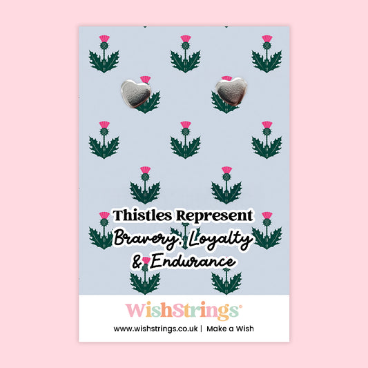 Thistles - Silver Heart Stud Earrings | 304 Stainless - Hypoallergenic