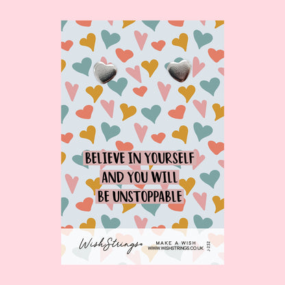 Believe in Yourself - Silver Heart Stud Earrings | 304 Stainless - Hypoallergenic