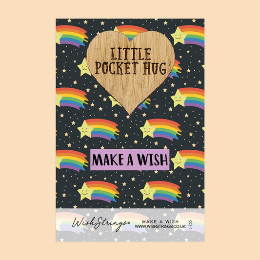 Pocket Hug - Make a Wish, Rainbow Shooting Star Design | Thoughtful Birthday Gift | Keepsake Token for Sending Hugs & Celebrating a Special Day
