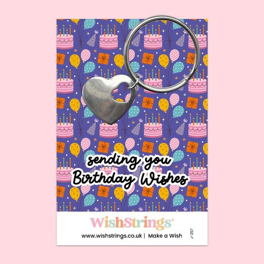 Sending you Birthday Wishes - Heart Keyring